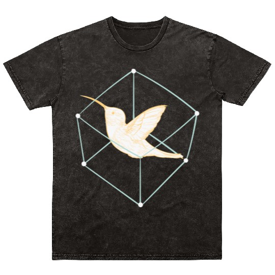Free Spirit Bird in Geometric Cube Mineral Wash T Shirts
