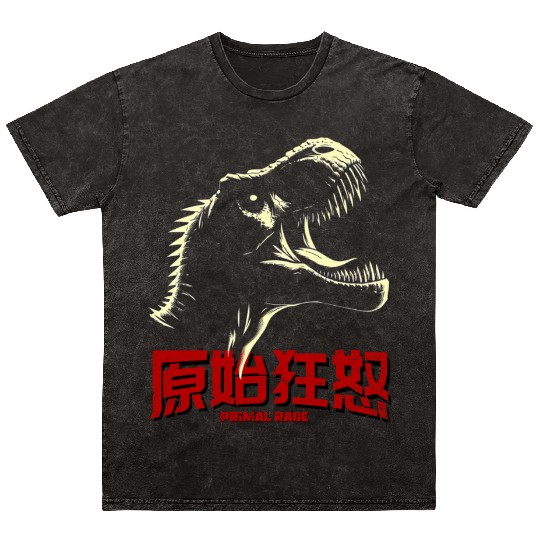 T REX ROARING WITH PRIMAL RAGE Mineral Wash T Shirts