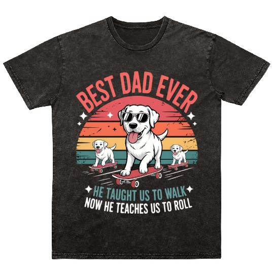 Best Dog Dad Ever Skateboarding Puppy Lover Mineral Wash T Shirts