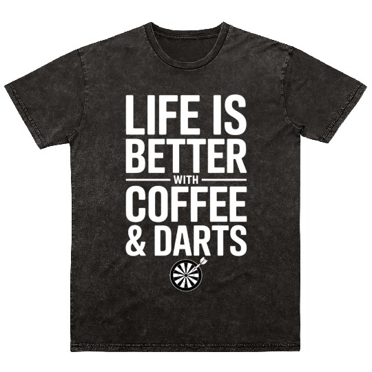 Coffee and Darts Caffeine Dart Player Mineral Wash T Shirts
