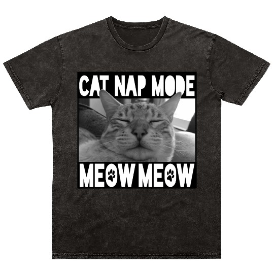 Cute Sleeping Kitty - Meow Meow Mineral Wash T Shirts