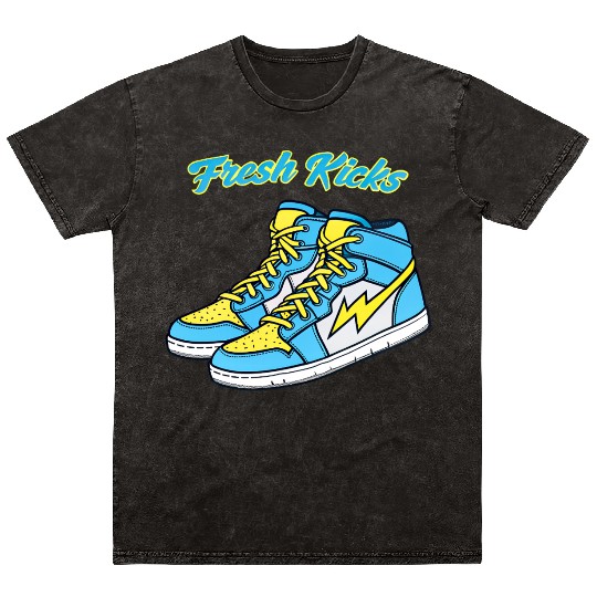 Fresh Kicks Lightning Bolt Sneakers Retro 80s Mineral Wash T Shirts
