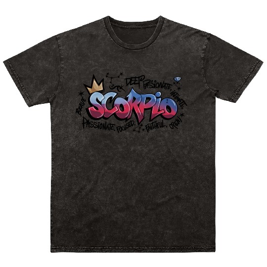 Scorpio Graffiti Zodiac Art Mineral Wash T Shirts