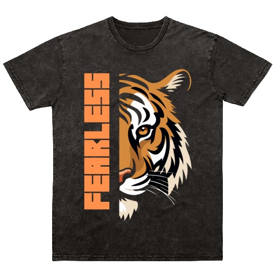 Fearless Tiger Graphic Mineral Wash T Shirts