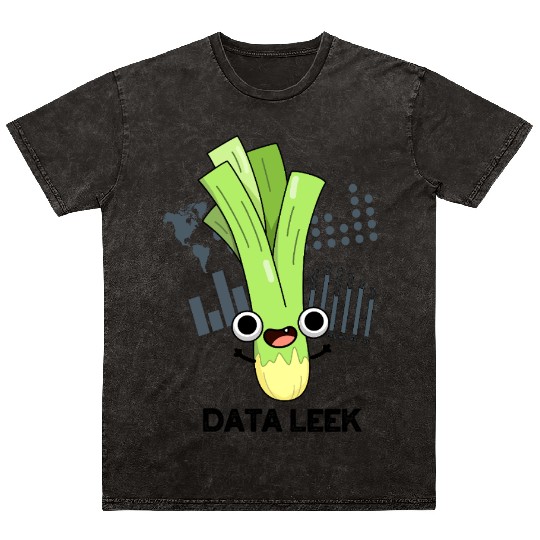 Data Leek Funny Computer Veggie Pun Mineral Wash T Shirts
