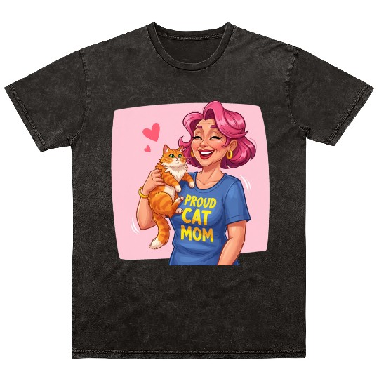 Proud Cat Mom Style Mineral Wash T Shirts