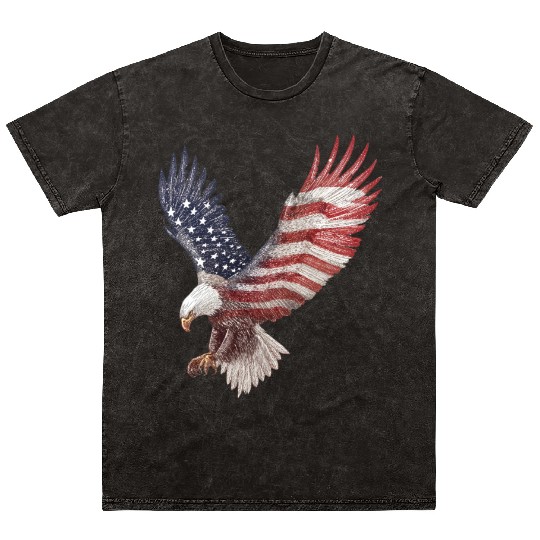 Bald Eagle with the American Flag Forming Wings Mineral Wash T Shirts
