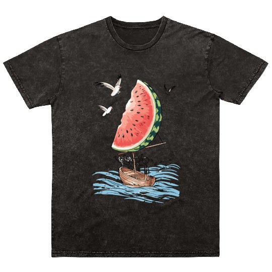 Watermelon Sail Adventure: Nautical Fun Meets Mineral Wash T Shirts
