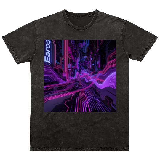 Cyberpunk Cityscape Mineral Wash T Shirts