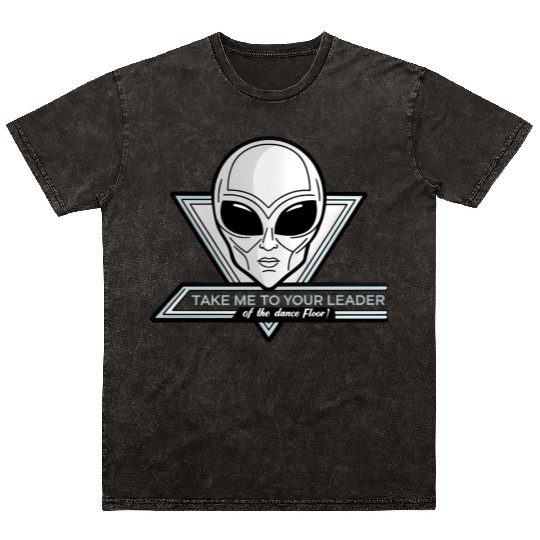 Take Me To Your Leader Alien Rave Retro 2000s Y2K Mineral Wash T Shirts