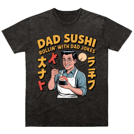 Réel Cool Papa Sushi Fishing Funny Father Day Mineral Wash T Shirts