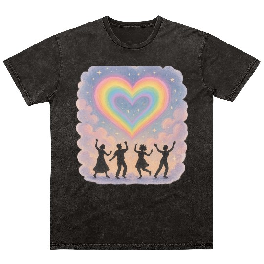 20250702 1417 Rainbow Heart Dance simple compos Mineral Wash T Shirts