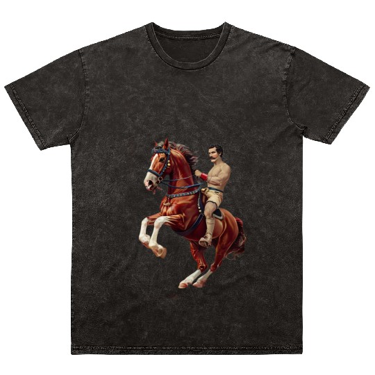 Wild West Glory – Vintage Mustached Cowboy on Rear Mineral Wash T Shirts