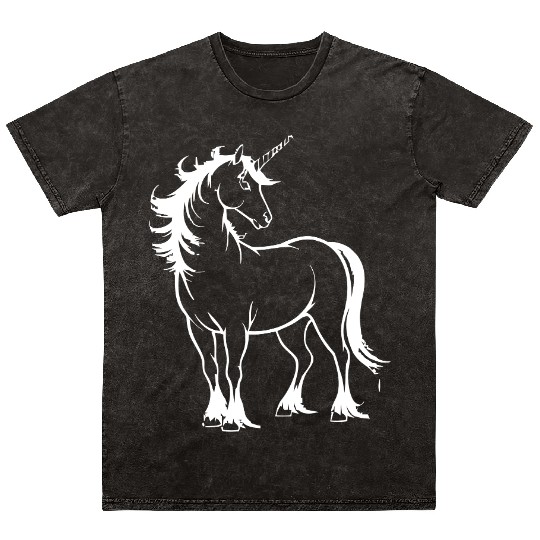 Majestic Unicorn Outline Mineral Wash T Shirts