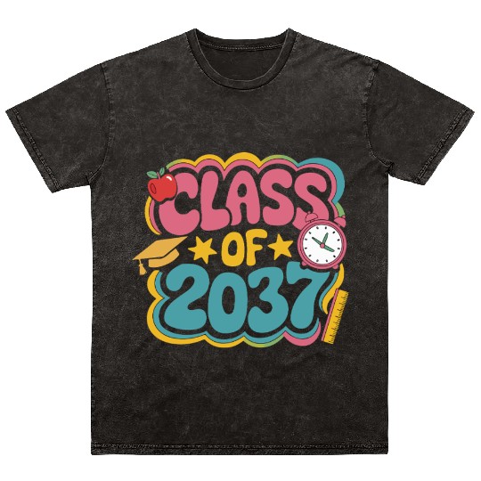 Class of 2037 Grow With Me, groovy back to school Mineral Wash T Shirts