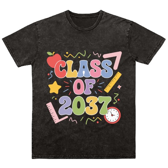 Class of 2037 Grow With Me, Funny back to school Mineral Wash T Shirts