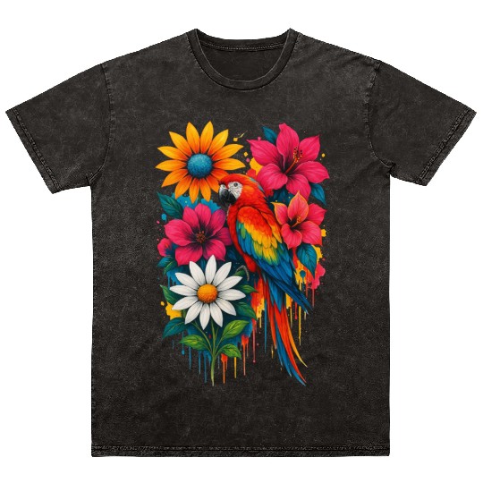 Tropical LOVE & Floral Feathers Mineral Wash T Shirts