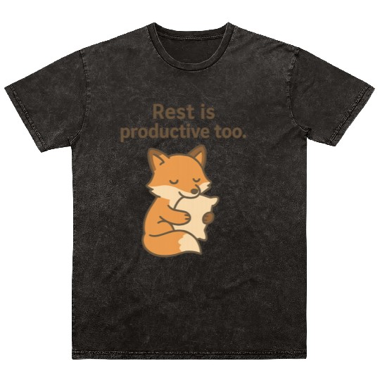 Cute Fox Self-Care Pillow Design Mineral Wash T Shirts