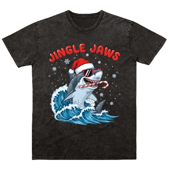 Jingle Jaws – Christmas Holiday with Bite Design Mineral Wash T Shirts