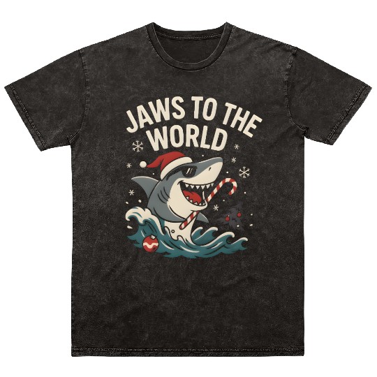 Jaws to the World – Christmas Shark Attack Mineral Wash T Shirts