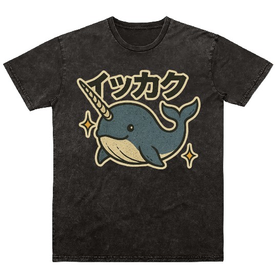 Kawaii Narwhal Japanese Mineral Wash T Shirts