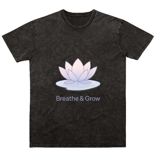 Breathe & Grow – Calm Lotus Minimal Design Mineral Wash T Shirts