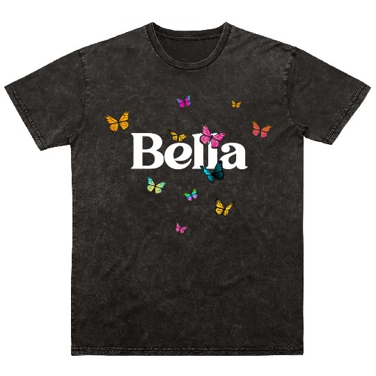 BELLA - beautiful girl name with cute butterflies Mineral Wash T Shirts