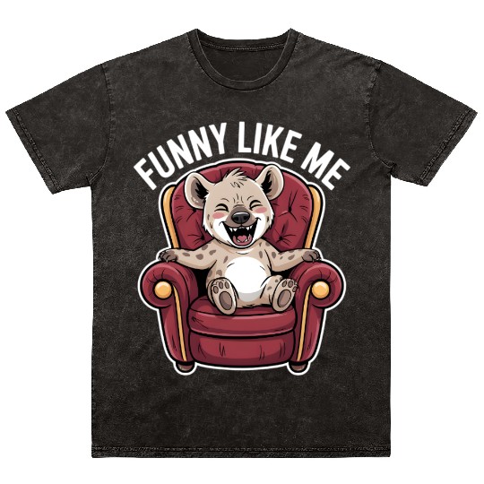 Funny Hyena Cub on Throne Mineral Wash T Shirts