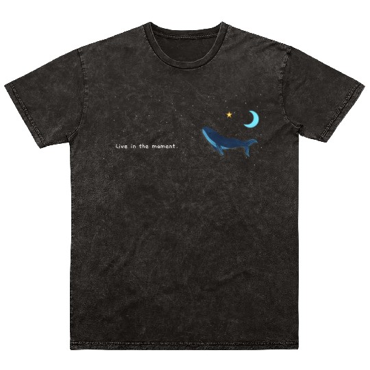 Whale  - Night Sky - live in the moment Mineral Wash T Shirts