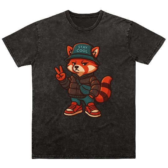 Cool Streetwear Platypus Cartoon Mascot Mineral Wash T Shirts