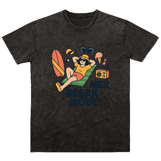 Summer Beach Vibe Illustration Mineral Wash T Shirts