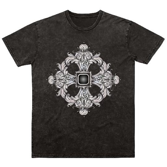 Arabesque Ornament with a Baroque Flair in Gray Mineral Wash T Shirts