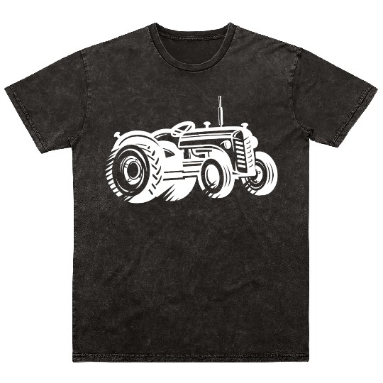 Tractor Silhouette Farmer Agriculture Mineral Wash T Shirts