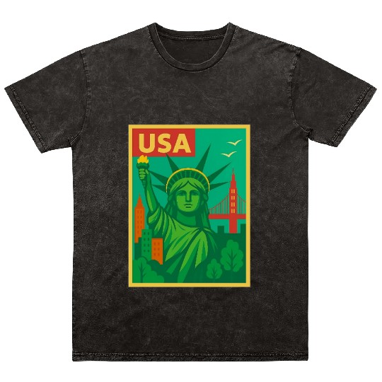 Iconic Statue of Liberty Urban Artwork  Mineral Wash T Shirts