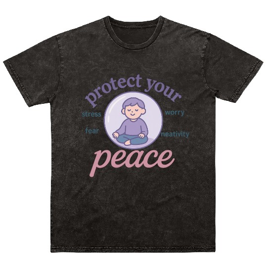 Serene Peaceful Meditation Design Mineral Wash T Shirts