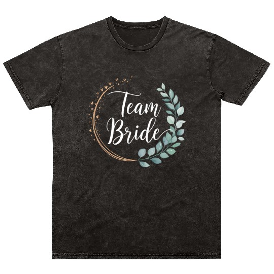 Team Bride Bridesmaid Eucalyptus Wedding Mineral Wash T Shirts