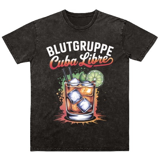 Blutgruppe Cuba Libre Cocktail Bartender Mineral Wash T Shirts