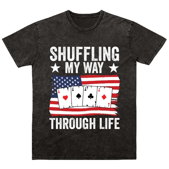 USA Flag Pinochle American Patriotic Card Games Mineral Wash T Shirts