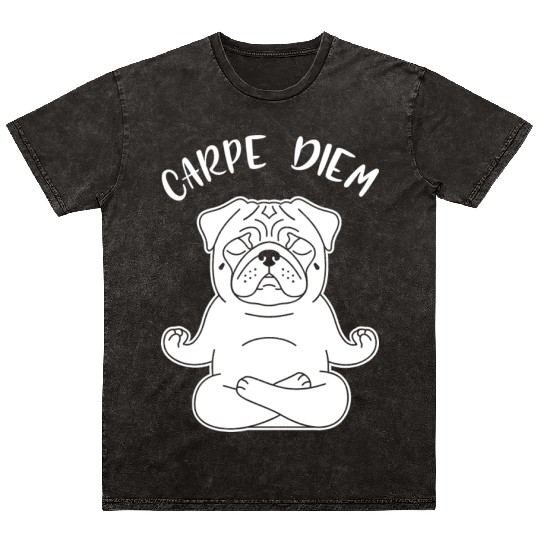 Peaceful Pug Meditation Mineral Wash T Shirts