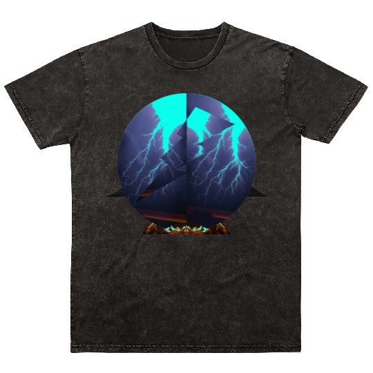 Royal Blue Lightning Mineral Wash T Shirts