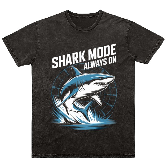 Shark Mode Always On Fierce Predator Vibes Mineral Wash T Shirts