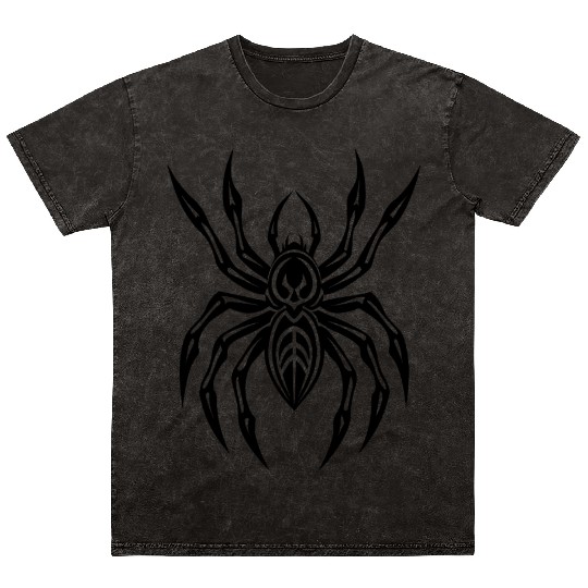 Geometric Tribal Spider – Minimalist Black Insect  Mineral Wash T Shirts