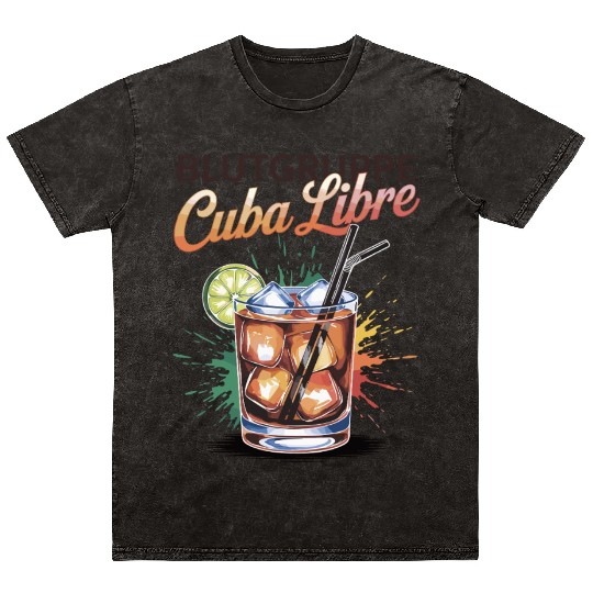 Blutgruppe Cuba Libre Cocktail Bartender Mineral Wash T Shirts