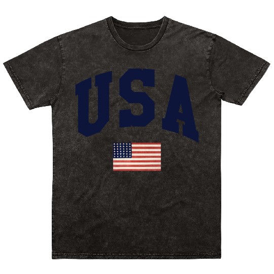 Patriotic design featuring the word USA Mineral Wash T Shirts