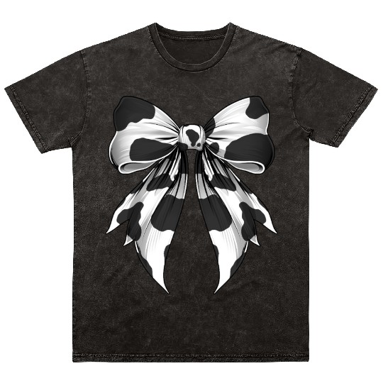 Coquette Bow Cow Pattern Cow Farmer Cow Farming Mineral Wash T Shirts