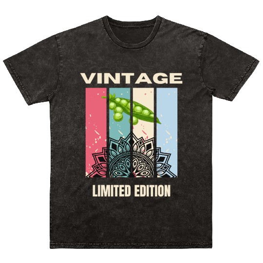 Vintage Lotus and Pea Art Design Mineral Wash T Shirts