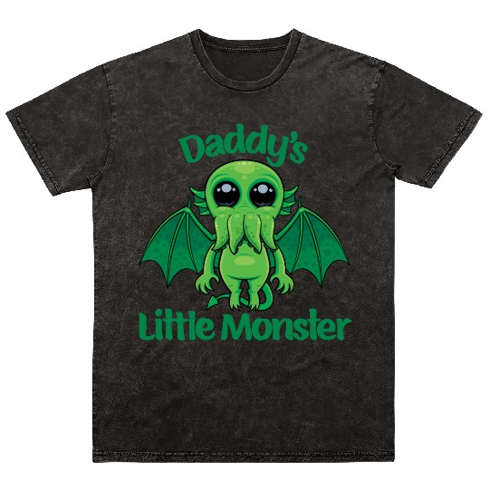 Daddy’s Little Monster Cute Baby Cthulhu Mineral Wash T Shirts