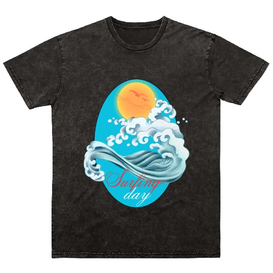 World Surfing Day Design Mineral Wash T Shirts