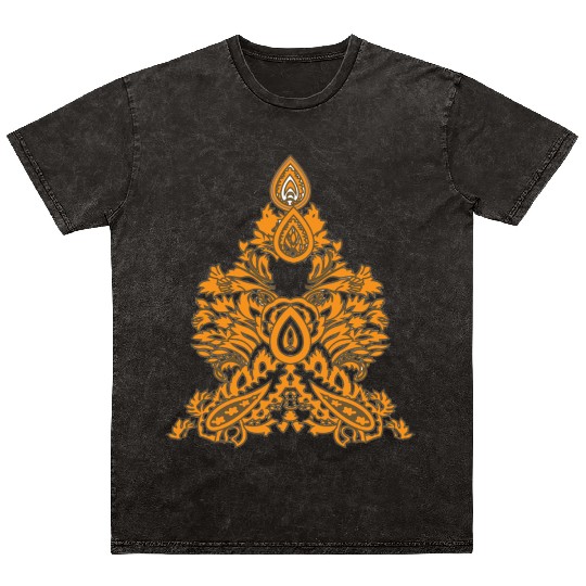 Boho Paisley Triangle • Ethnic Floral Vibe Mineral Wash T Shirts