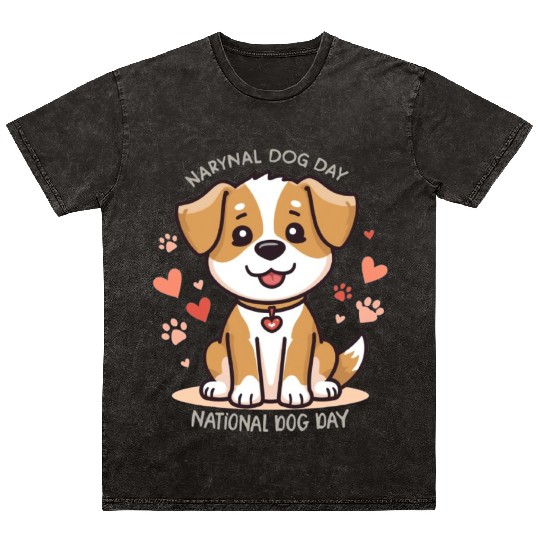 Playful Puppy for Natl Dog Day Mineral Wash T Shirts